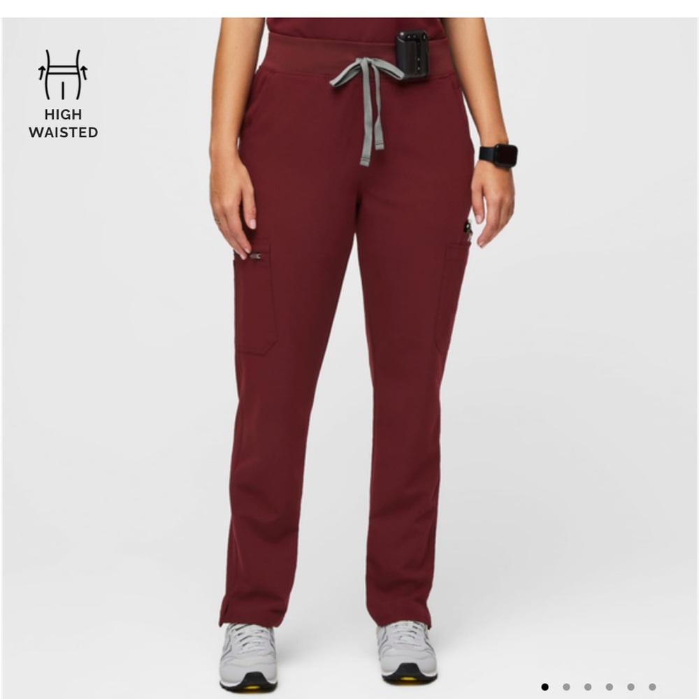 High Waisted Burgundy Yola™ Skinny Scrub Pants 2.0